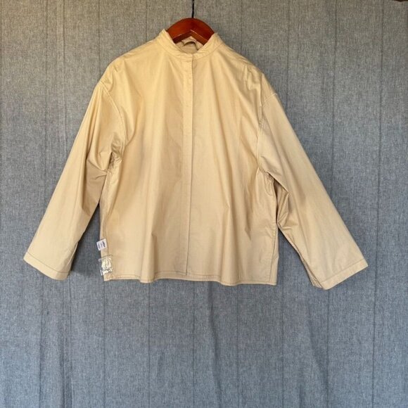 Song of Style Kelso Top 100% Cotton Sand Beige Oversized Button Up Shirt Size S - Picture 9 of 15